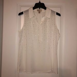 Loft Sheer Tank Top with Rose Gold Sequin Detail